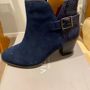 Blue suede bootie